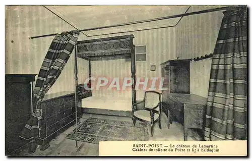 Cartes postales Saint Point Le chateau de Lamartine Cabinet de toilette du Poete et lit a Baldasquin