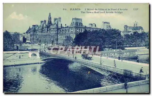 Cartes postales Paris L&#39Hotel De Ville Et Le Pont d&#39Arcole