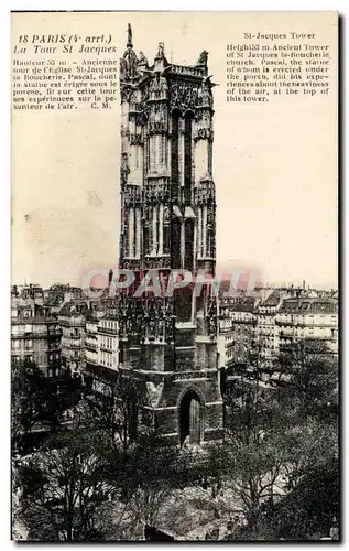 Cartes postales Paris La Tour St Jacques Ancienne Tour De l&#39Eglise St Jacques