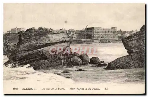 Cartes postales Biarritz Un Coin De La Plage Hote Regina Et Du Palais