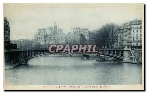 Cartes postales Paris Hotel De Ville Et Pont St Louis