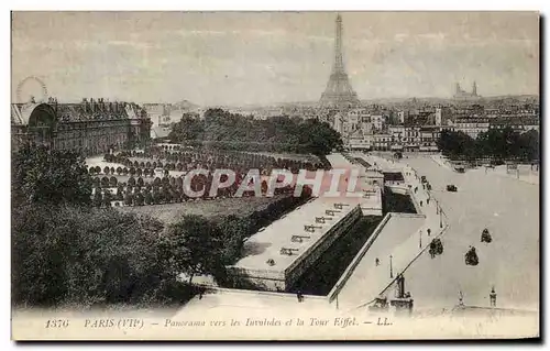 Cartes postales Paris Panorama Vers Les Invalides Et La Tour Eiffel