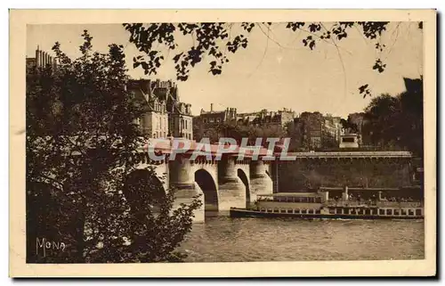 Ansichtskarte AK Les Petits Tableaux De Paris Le pont Neuf Peniche