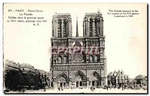 Cartes postales Paris Notre Dame La Facade