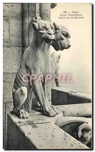 Cartes postales Paris Eglise Notre Dame Detail Des Sculptures Gargouille Diable