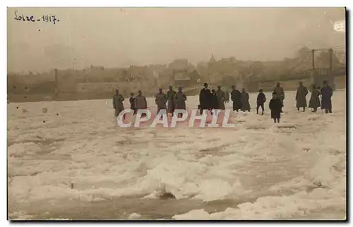 CARTE PHOTO Loire 1917 Neige sur le fleuve