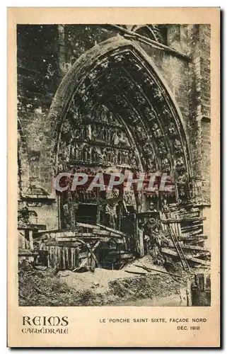 Cartes postales Reims Le Porche Saint Sixte Facade Nord Militaria