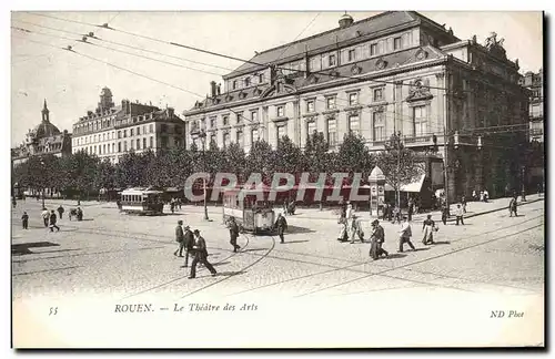 Cartes postales Rouen Le Theatre des Arts Tramways