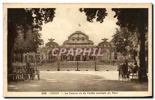 Cartes postales Vichy Le Casino vu de I&#39allee centrale du Parc