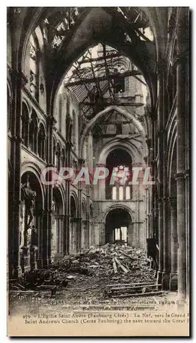 Ansichtskarte AK Reims Dans L&#39Eglise Saint Andre La Nef Vers Le Grand portail Militaria