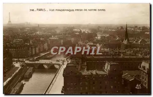 Cartes postales Paris Vue Panoramique Prise De Notre Dame Tour Eiffel