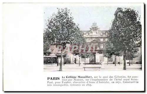 Cartes postales Paris Le College Massillon Sur Le Quai Des Celestins