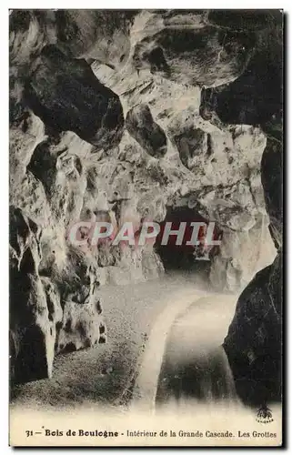 Cartes postales Bois De Boulogne Interieur De La Grande Cascade Les Grottes