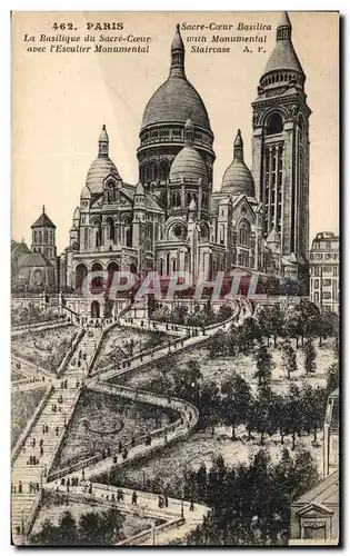 Ansichtskarte AK Paris La Basilique Du Sacre Coeur Avec L&#39Escalier Monumental