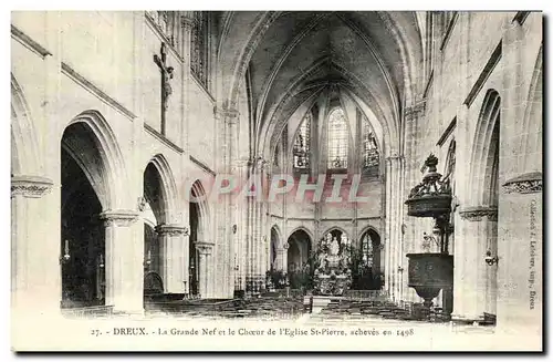 Cartes postales Dreux La Grande Nef Et Le Choeur De l&#39Eglise St Pierre