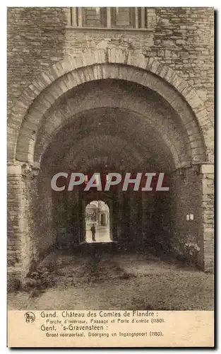 Cartes postales Gand Chateau des Comtes de Flandre Porche d&#39Interieur Passage et Porte d&#39entree Gravenstee