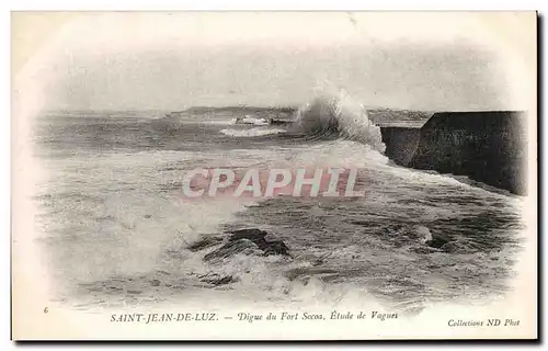 Cartes postales Saint Jean de Luz Digue du Fort Socoa Etude de Vagues