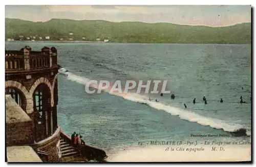 Ansichtskarte AK Hendaye La Plage vue du Casino et la Cote espagnole