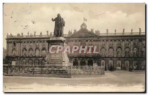 Cartes postales Nancy Statue et place Stanislas Hotel De Ville