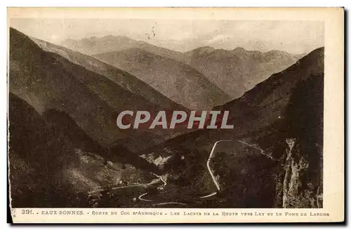 Cartes postales Eaux Bonnes Route Du col D'Aubisque Les Lacets De La Route Vers les Et Le Fond De Laruns