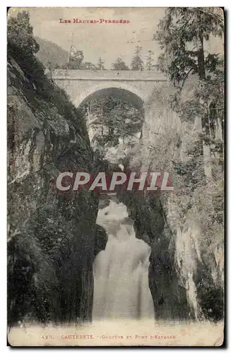 Cartes postales Les Hauters Pyrenees Cauterets Gouffre et pont d&#39Espagne