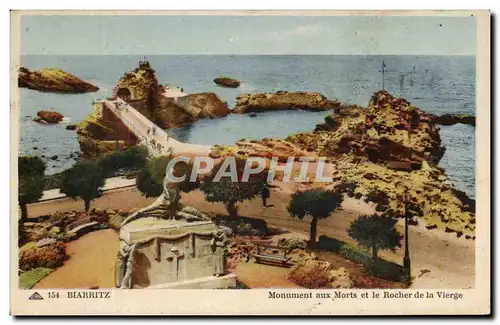 Cartes postales Biarritz Monument aux Morts et le Rocher de la Vierge