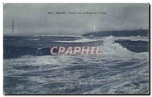 Cartes postales Biarritz Grosse Mer au Rocher de la Vierge