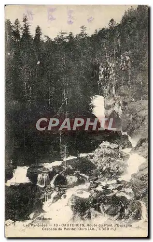 Ansichtskarte AK Les Pyrenees Cauterets Route de Pont d&#39Espagne Cascade du Pas Ours