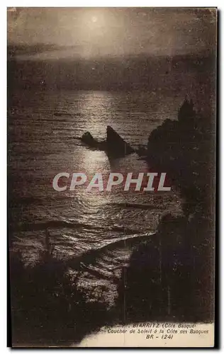 Cartes postales Biarritz Coucher de Soieil a la Cote des Basques