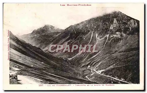 Cartes postales Col Du Tourmalet Descente De la Route De Bareges