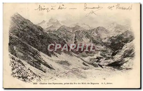 Cartes postales Chaine des Pyrenees prise du Pic Midi de Bigorre