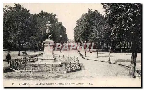 Cartes postales Tarbes Les Allees Carnot Et Statue Du Baron Larrey