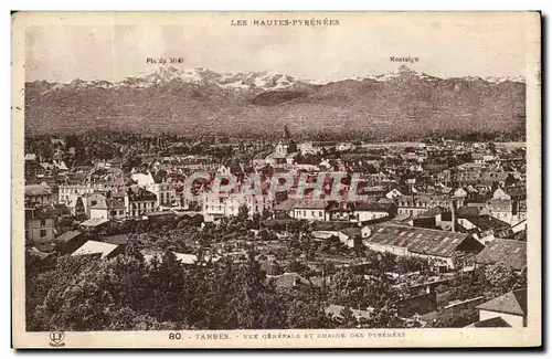 Cartes postales Les Hautes Pyrenees Tarbes Vue Generale Et Chaine Des Pyrenees