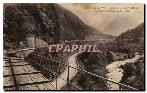 Cartes postales Route De Pierrefitte A Cauterets Le Pont Du Chemin De Fer