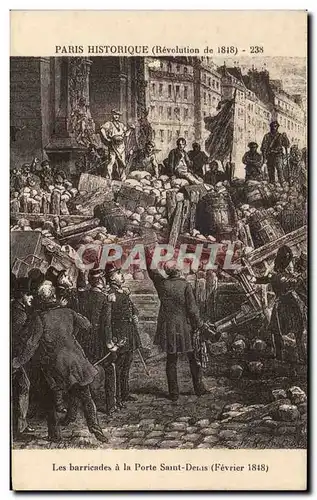 Cartes postales Paris Historique Les barricades a la Porte Saint Denis Revolution de 1818