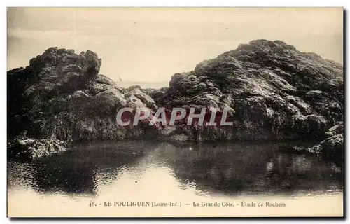 Cartes postales Le Pouliguen La Grande Cote Etude de Rochers