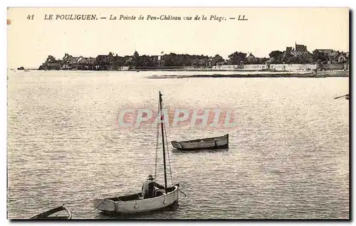 Cartes postales Le Pouliguen La Pointe de Pen Chateau vue de la Plage