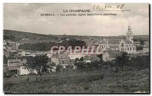 Cartes postales La Champagne Epernay Vue generale Eglise Saint Pierre Saint Paul