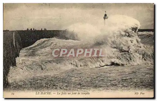 Ansichtskarte AK Le Havre La Jetee un jour de tempete