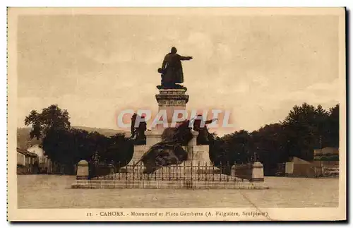 Ansichtskarte AK Cahors Monument Et Place Gambetta