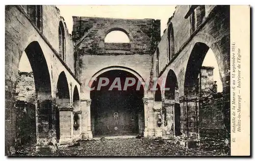Cartes postales Bataille de la Marne Heiltz le Maurupt Interieur de I'Eglise Militaria