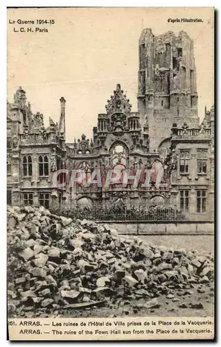 Cartes postales Arras Les ruines de I&#39Hotel de Ville prises de la Place de la Vacquerie