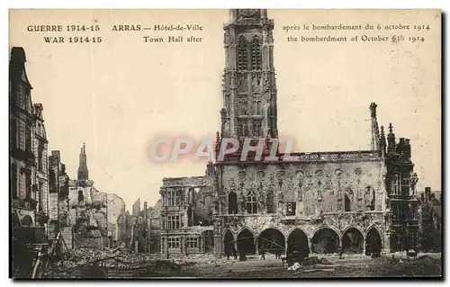 Cartes postales Guerre Arras Hotel de Ville Militaria