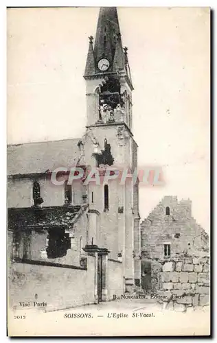 Ansichtskarte AK Soissons L&#39Eglise st Vaast Militaria