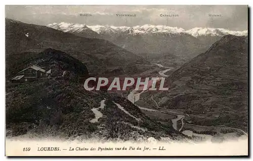 Ansichtskarte AK Lourdes La Chaine des Pyrenees vue du Pic du Jer