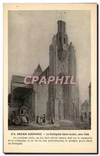 Cartes postales Ancien Guerande La Collegiale saint Aubin Vers1830