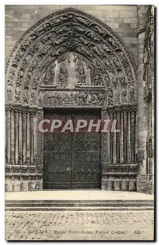 Cartes postales Mantes Eglise Notre Dame Portail Central