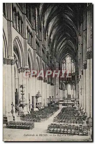 Cartes postales Cathedrale de Reims La Nef et le Choeur