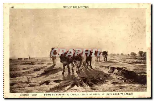 Cartes postales Musee Du Louvre Constant Troyon Boeufs Se Rendant Au labour Effet Du Matin Vaches