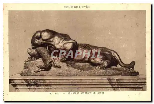 Cartes postales Musee Du Louvre Barye Un Jaguar devorant un Lievre